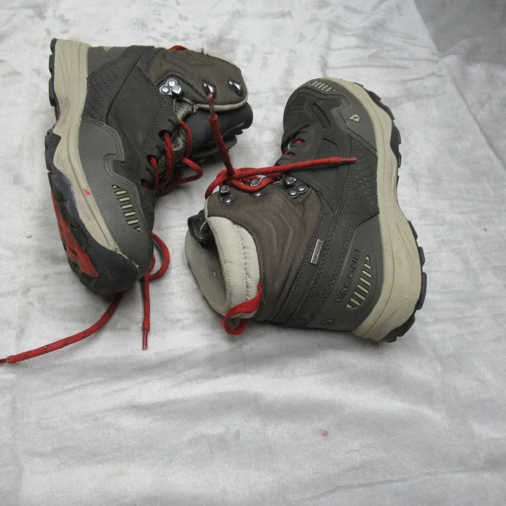 Vasque Kids‎ Hiking Boots 5 Brown Waterproof Red Laces Trail Trekking Breeze AT